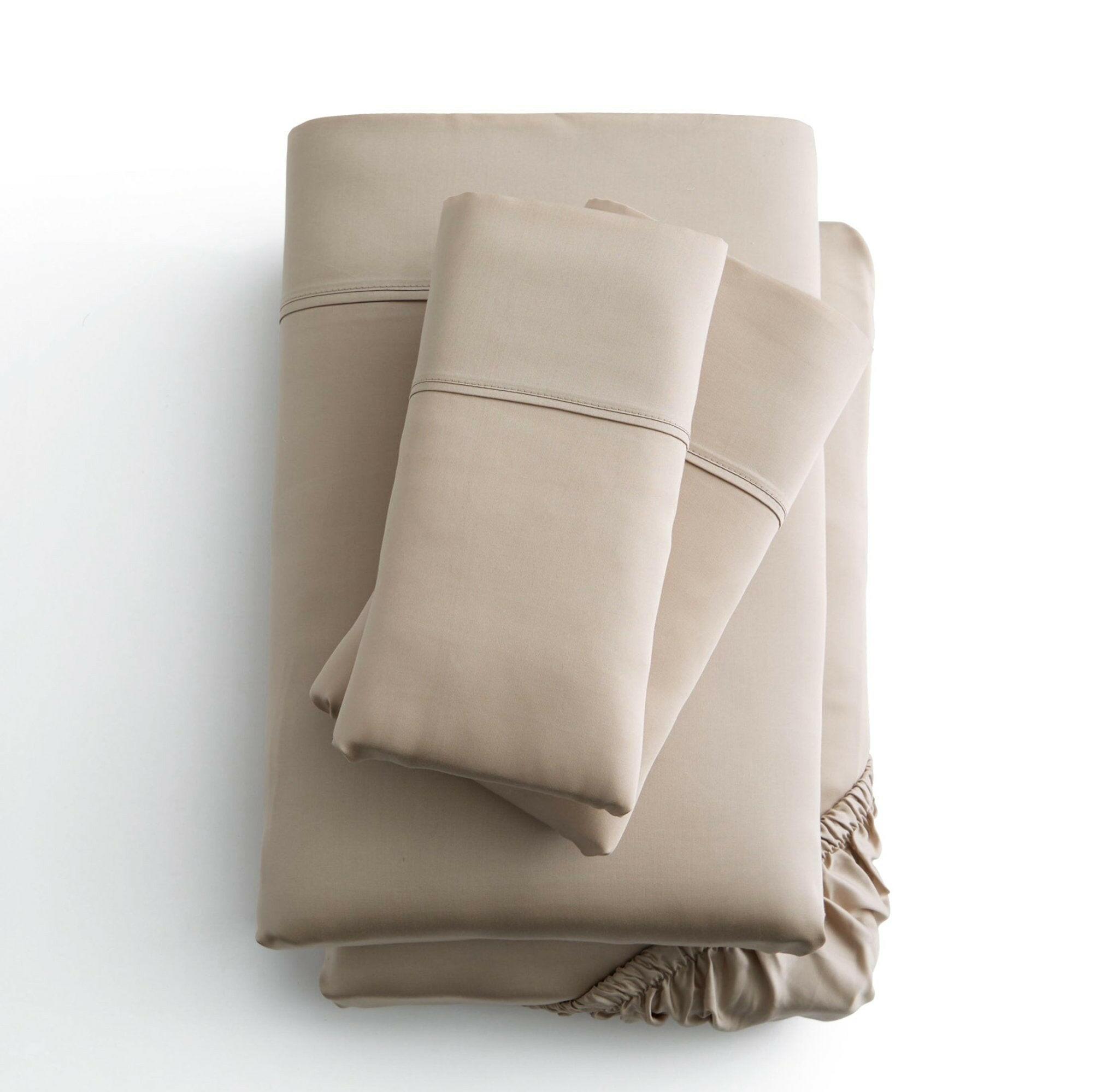Premium Woven Tencel King Size Sheet Set - 100% Natural Ecru Bedding - Soft & Breathable for All-Season Comfort - Perfect for Master Bedroom, Guest Room & Luxury Hotels