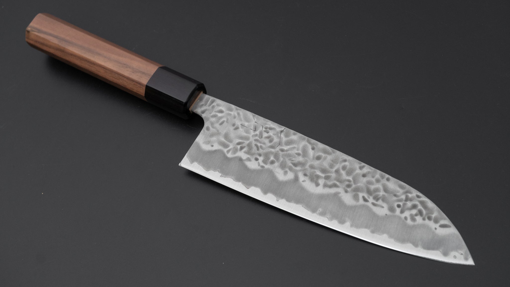 Hitohira Futana White #1 Migaki Tsuchime Santoku Knife 170mm - Japanese Walnut Handle Chef Knife for Slicing, Dicing & Chopping - Perfect for Home Kitchen & Professional Use