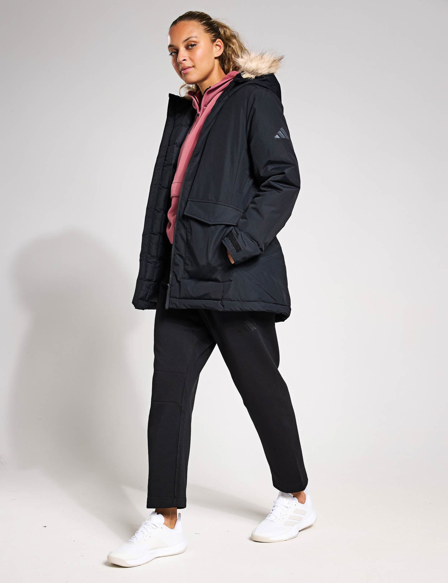 Paveric Fur Parka Coat for Women - Warm Winter Jacket with Faux Fur Hood, Black | Perfect for Cold Weather, Outdoor Activities & Fashion