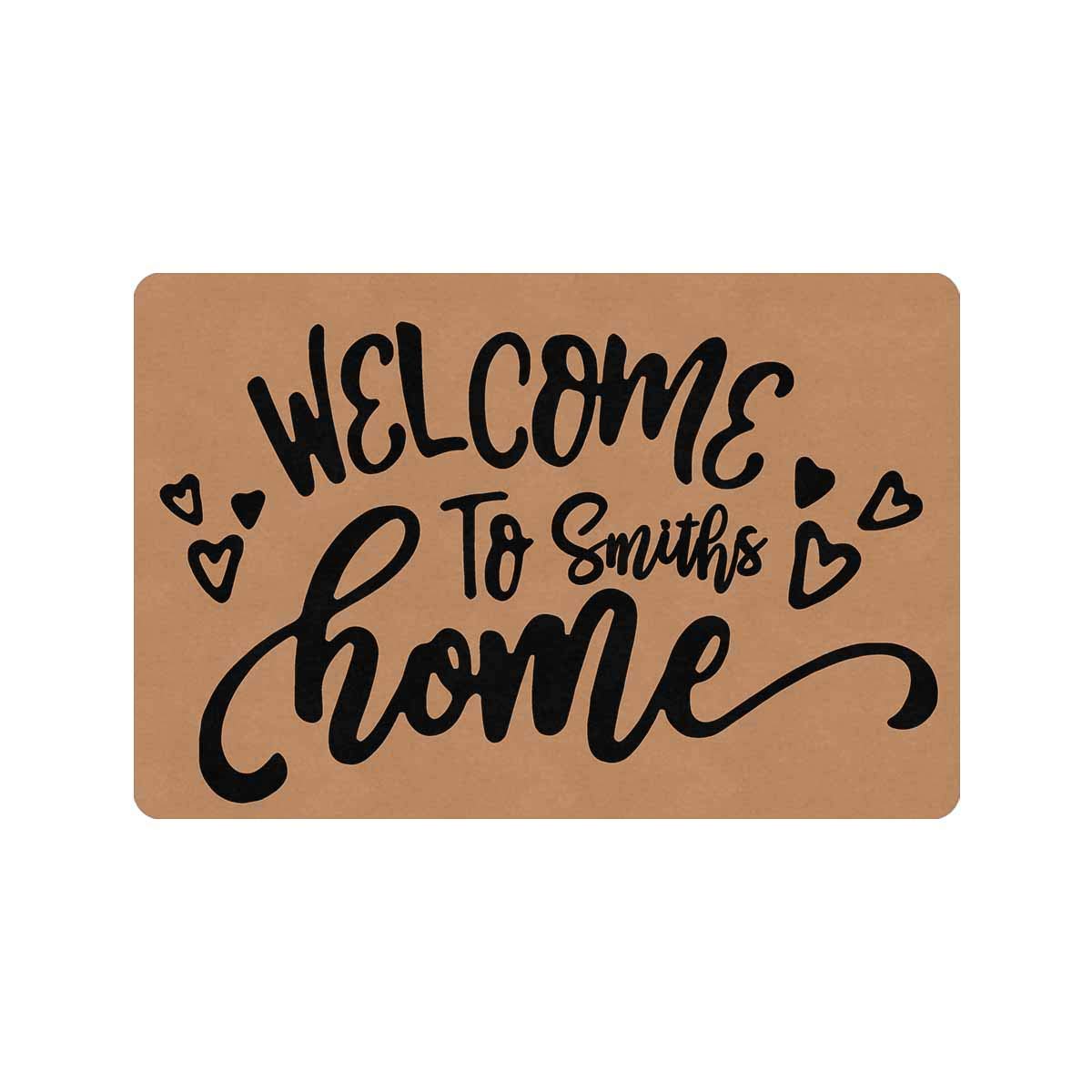 Personalized Welcome Doormat with Custom Text & Hearts - MyPupSocks Custom Name Door Mat for Home Entryway - Perfect for Front Door Decor, Housewarming Gifts & Pet-Friendly Homes