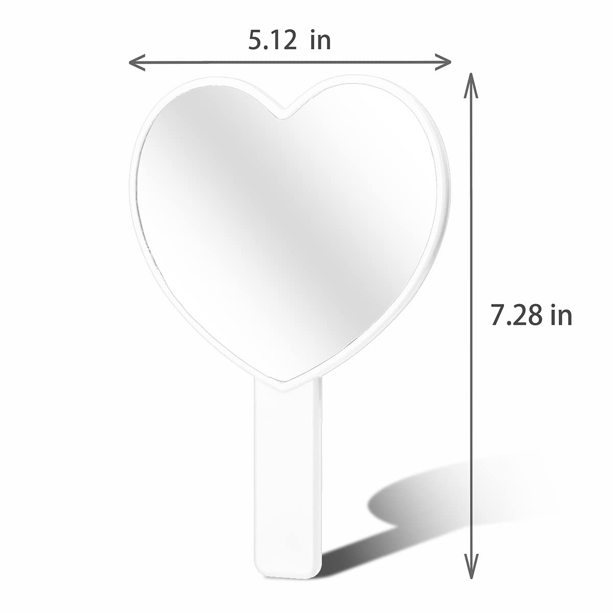 2PCS Heart-Shaped Makeup Mirror with Handle - Portable Travel Cosmetic Mirror for Women, Personal Handheld Vanity Mirror (White) - Perfect for Home, Travel, and Gift Giving