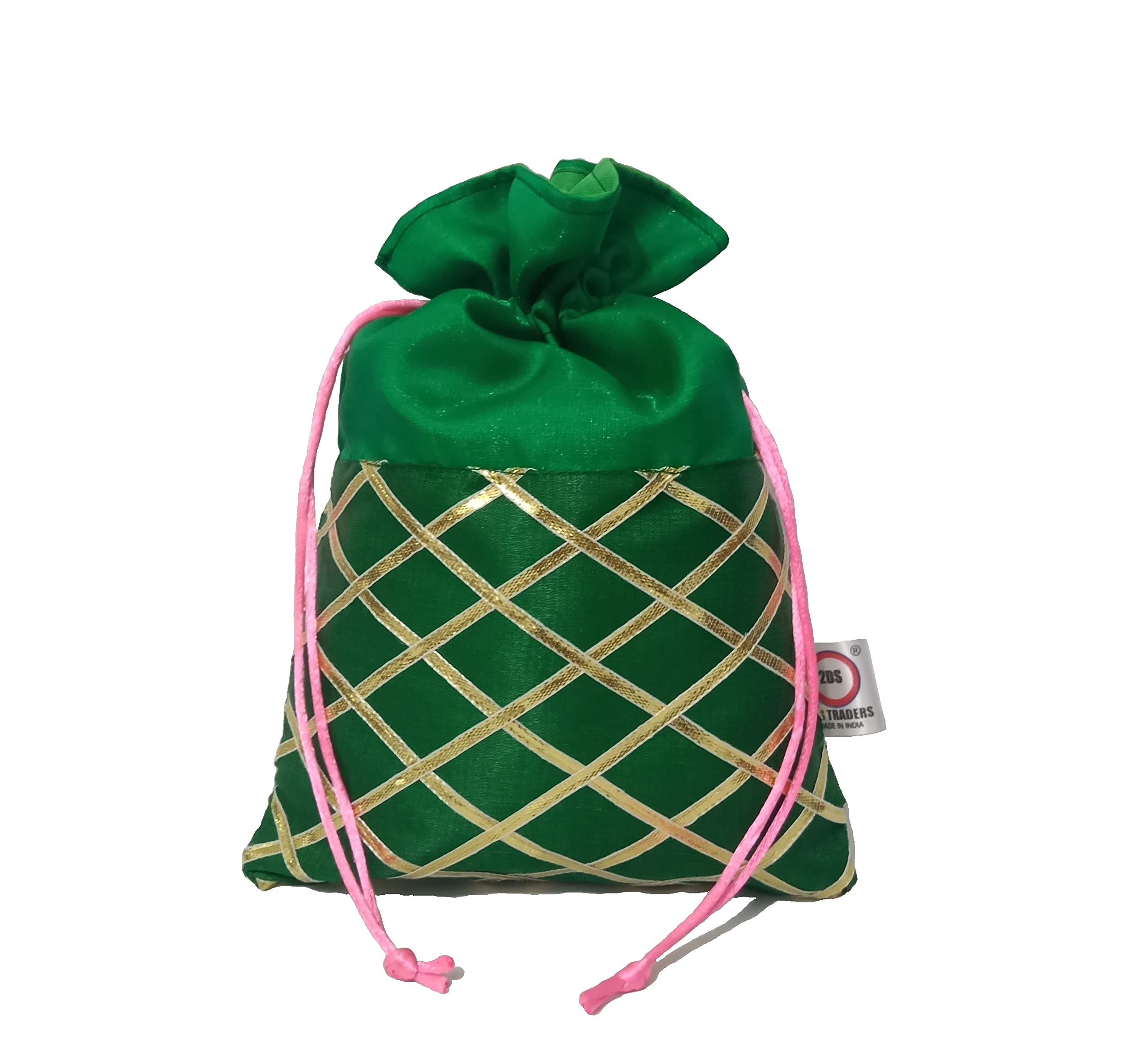 2DS Women's Gota Work Silk Potli Bags Set - Elegant Indian Handmade Clutch Purses for Weddings, Parties & Festive Occasions