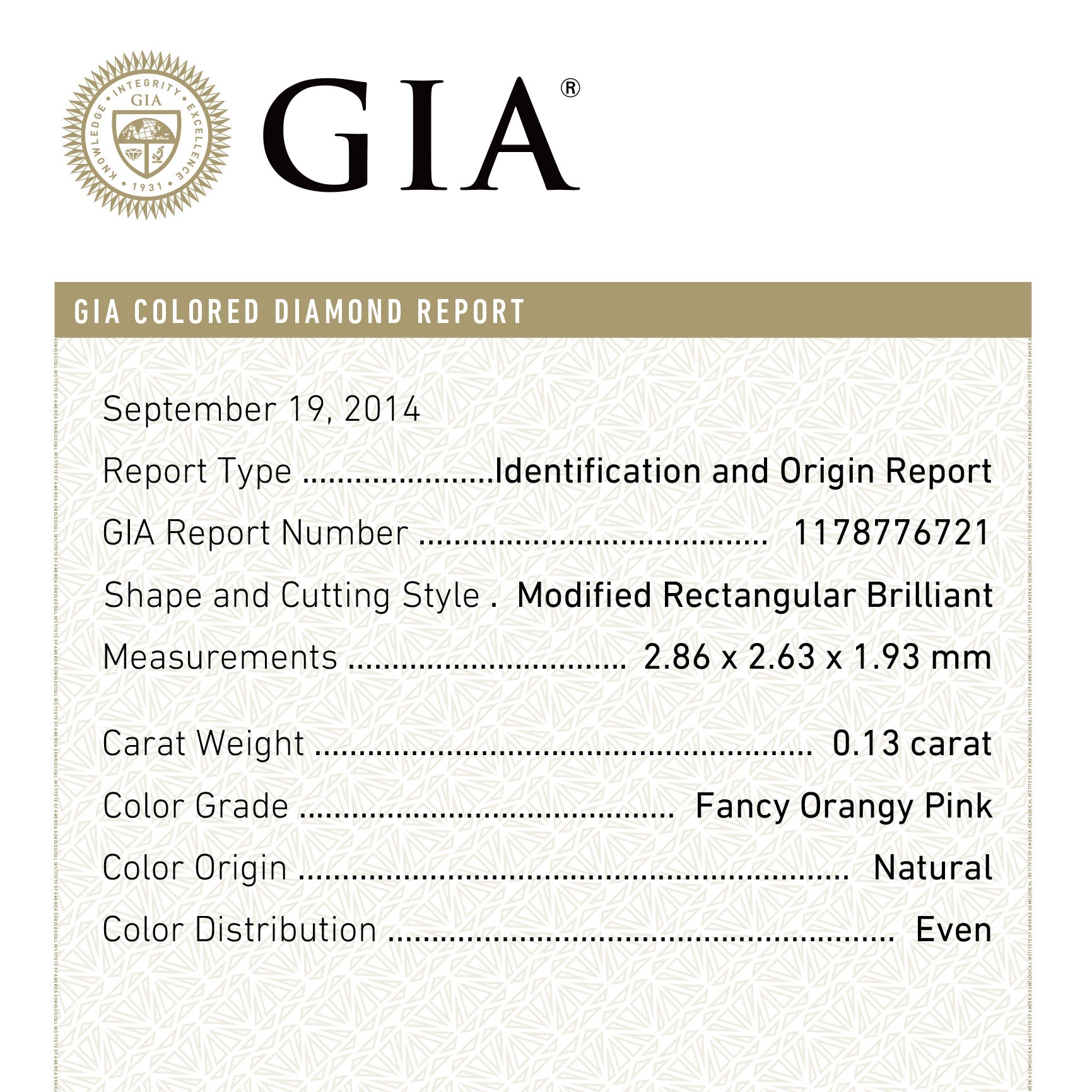0.13ct GIA Certified Fancy Orangy Pink Cushion Brilliant Diamond (2.86x2.63x1.93mm) | Engagement Ring, Wedding Jewelry & Luxury Gift