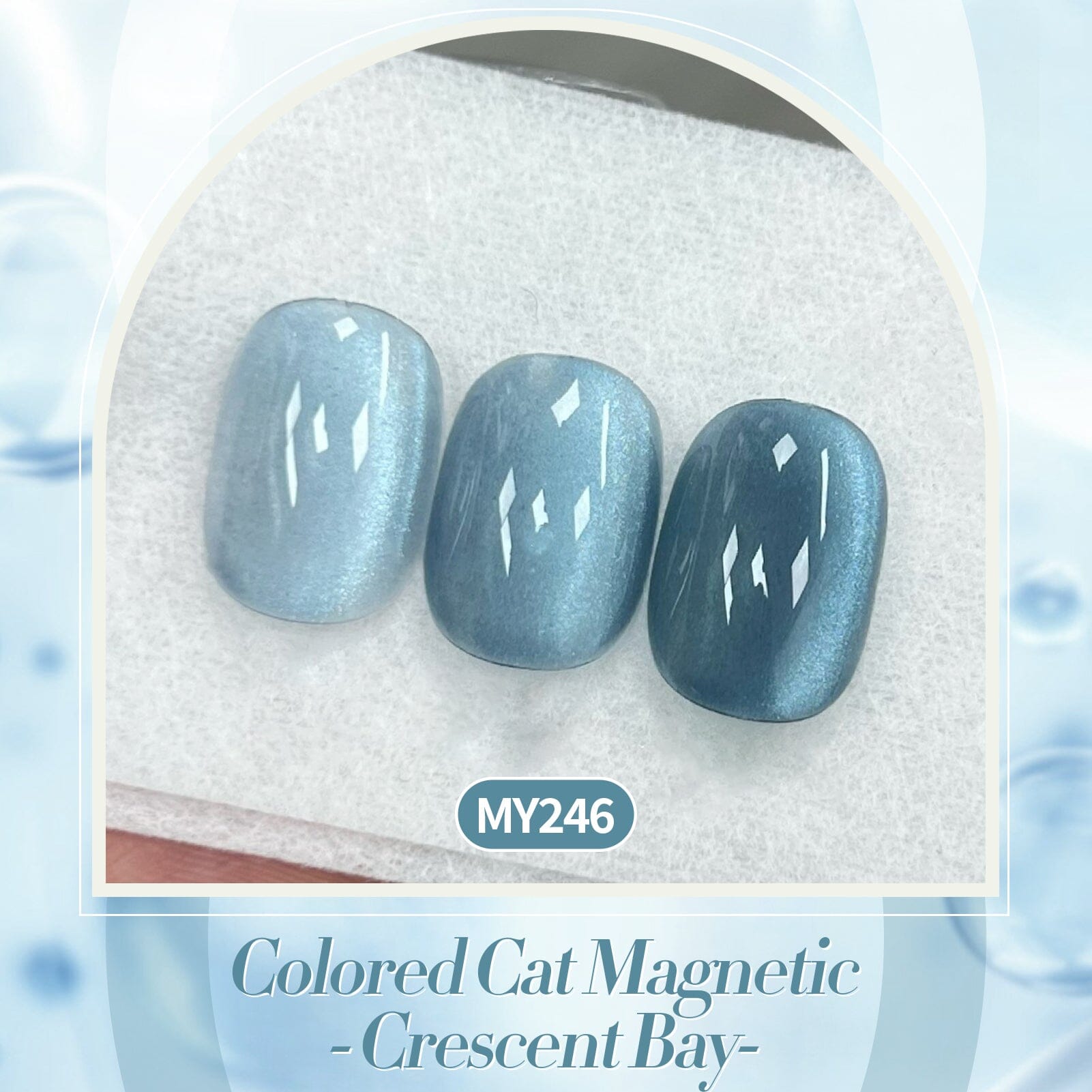 MY246 Crescent Bay 15ml Blue Cat Magnetic Gel Polish - Long Lasting Nail Art for Salon & Home Manicure, Perfect for Halloween & Cosplay Nail Designs