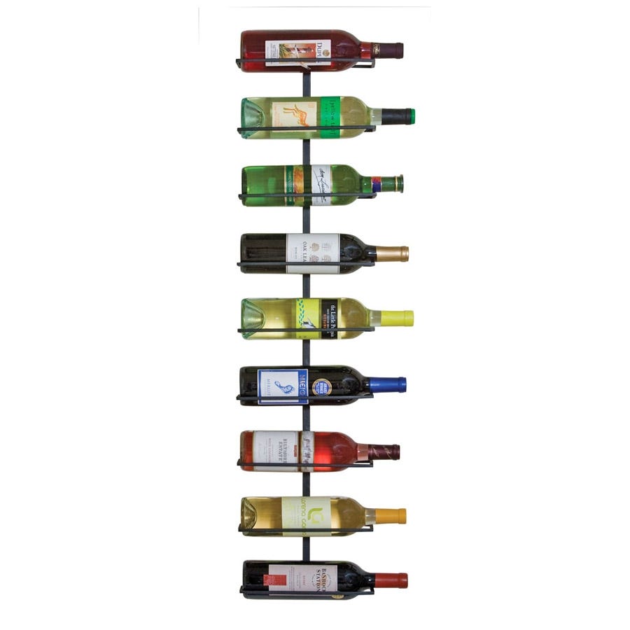 9 Bottle Wall Mounted Wine Rack - Space Saving Wine Storage Shelf for Kitchen, Dining Room or Bar | Durable Metal Wine Holder for Home Decor & Organization