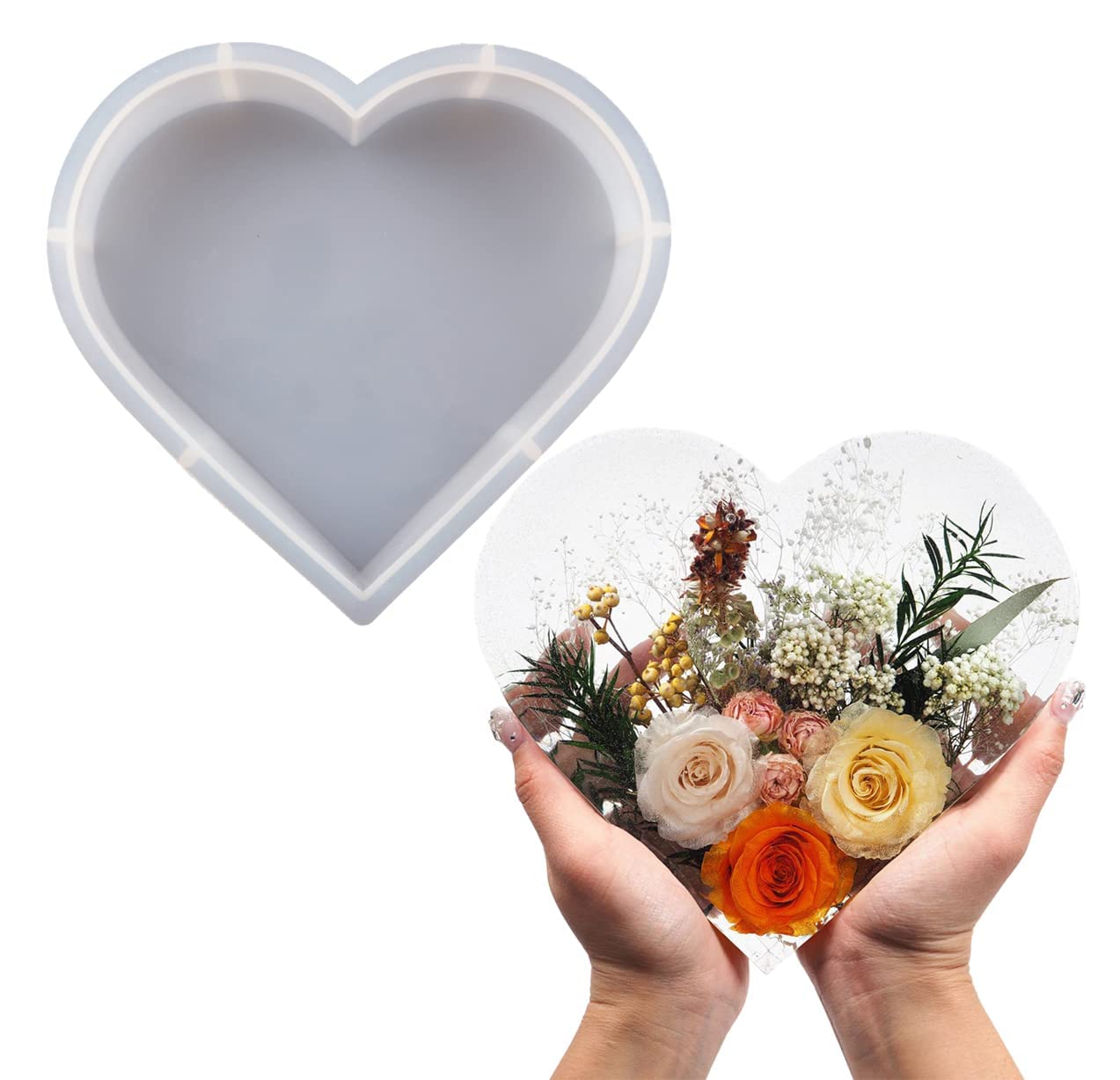 Large Silicone Bookend Molds for Resin DIY - Deep Epoxy Crystal Casting Molds for Flower Preservation, Anniversary Gifts (Heart Shape) - Perfect for Home Decor, Wedding Favors & Craft Projects