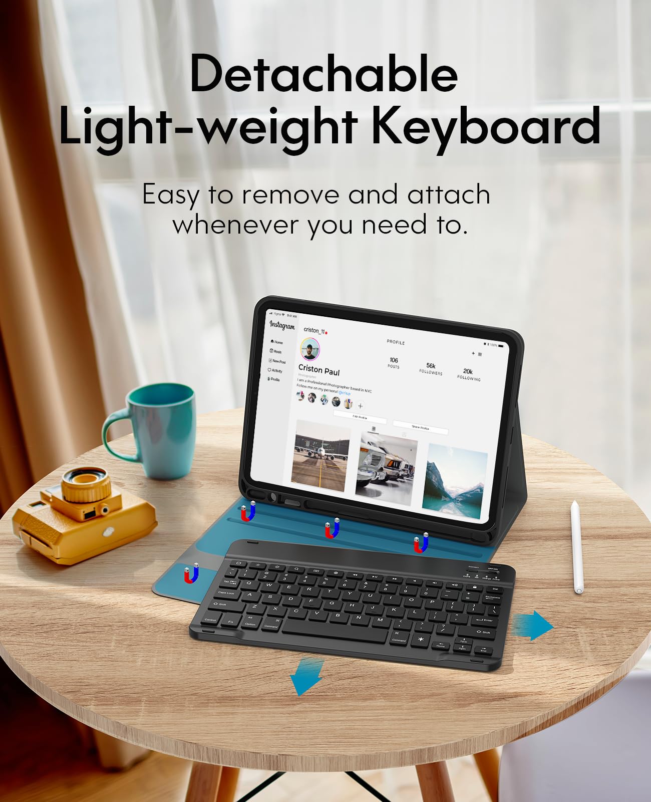 CHESONA iPad Air 11 Inch Keyboard Case with Backlit Detachable Keyboard for iPad Pro 11 (All Generations) & iPad Air 5th/4th Gen - Compatible with M3/M2 iPad (2024/2025) - Includes Apple Pencil Holder | Perfect for Work, Study & Travel (Black)