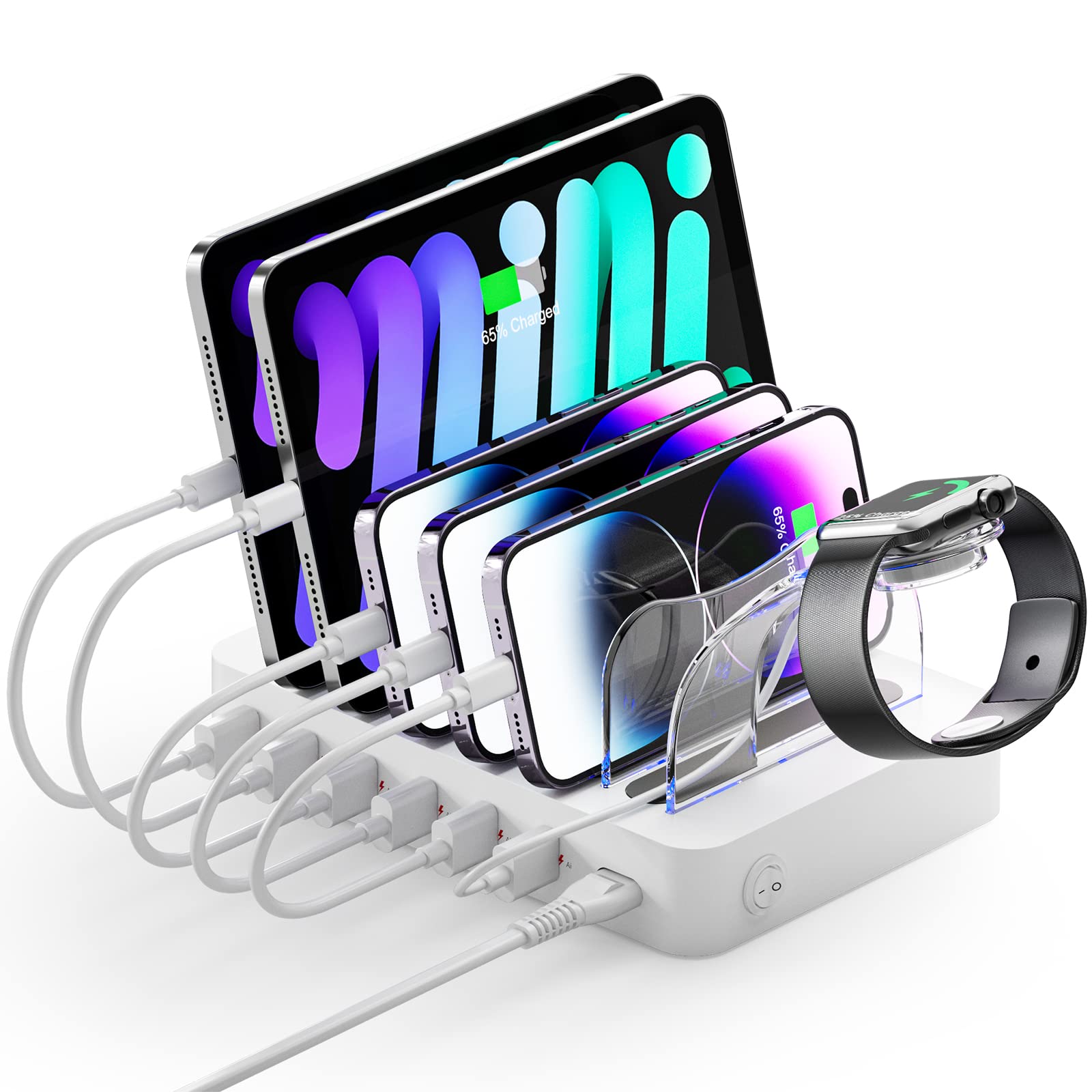 Unitek 60W 6-Port Fast Charger with QC 3.0 | Multi-Device Charging Station for Phones & Tablets | Home & Office Use