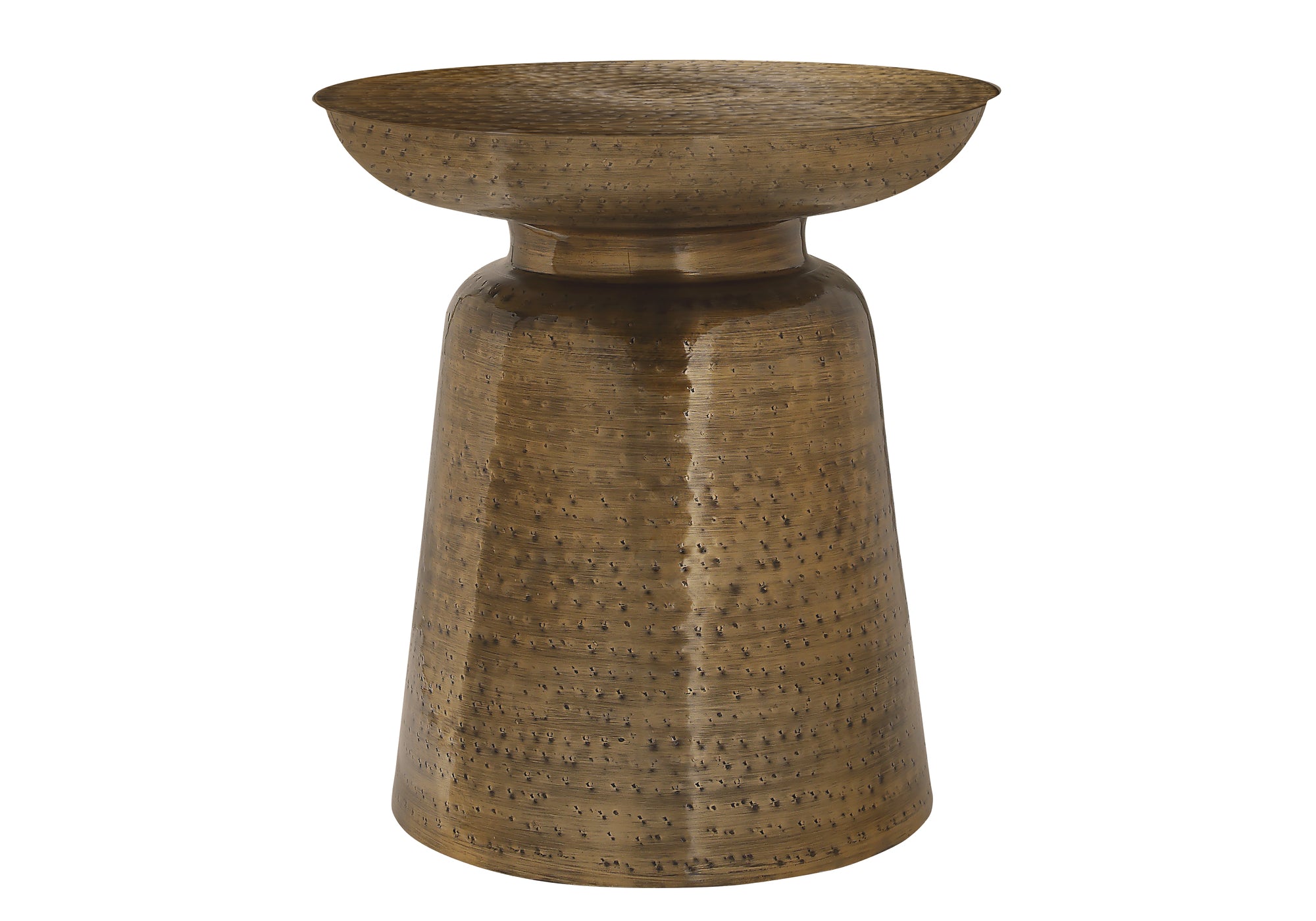 Modern Copper Metal Accent Table - Contemporary Drum Side Table for Living Room - Handcrafted in India - Perfect for Home Decor & Small Space Furniture