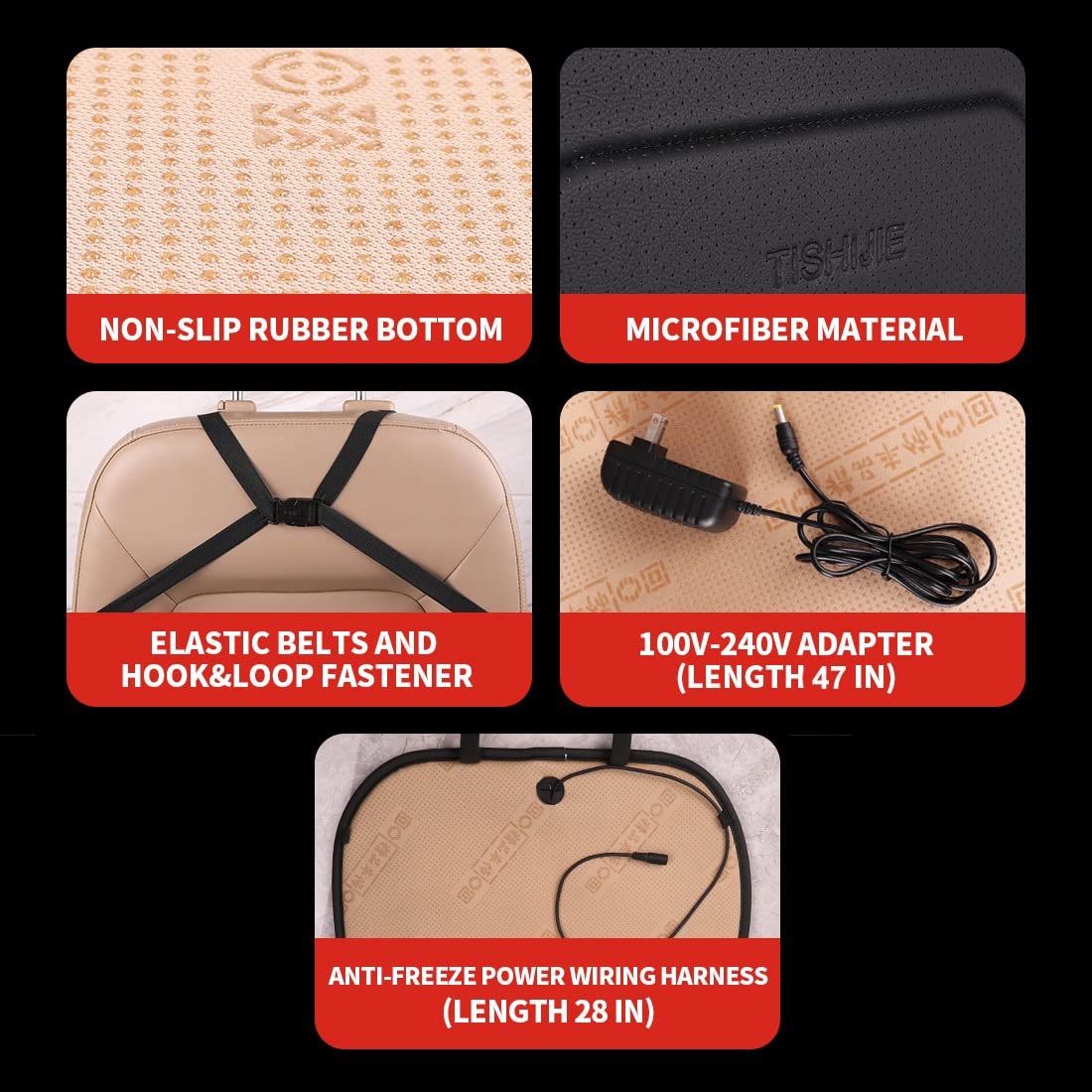 Portable Heated Seat Cushion with Adjustable Temperature & Timer - Back & Seat Warmer for Office Chair, Home, Car - Perfect for Cold Weather & Long Work Sessions