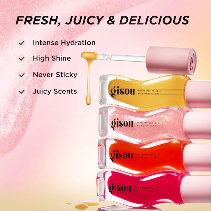 Gisou Honey Infused Hydrating Lip Oil - Nourishing & Moisturizing Lip Treatment with Natural Ingredients - Perfect for Dry Lips, Daily Care & Nighttime Lip Routine