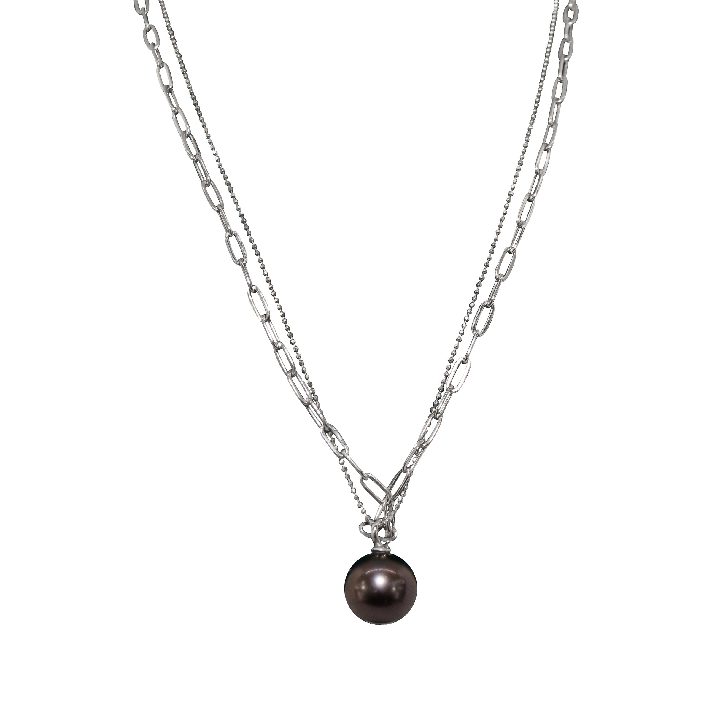 Tahitian Twin Stream Silver Necklace - Elegant Handmade Jewelry for Women, Perfect Gift for Anniversary, Birthday & Special Occasions