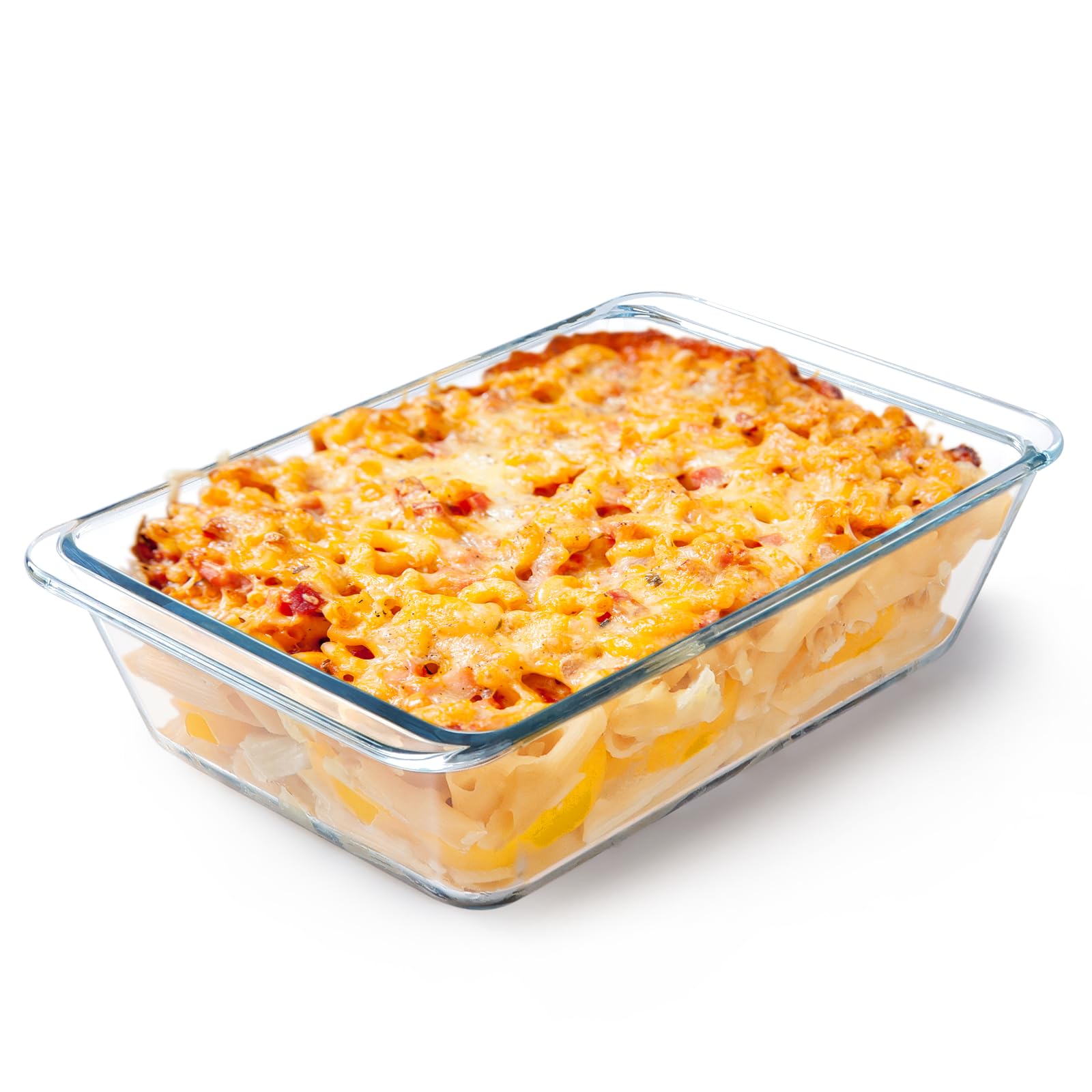 Nutriups 2.4QT (9.5×7 Inches) Rectangular Glass Baking Dish - Oven & Microwave Safe Casserole Pan for Lasagna, Brownies, Cakes & More - Perfect for Baking, Roasting & Meal Prep