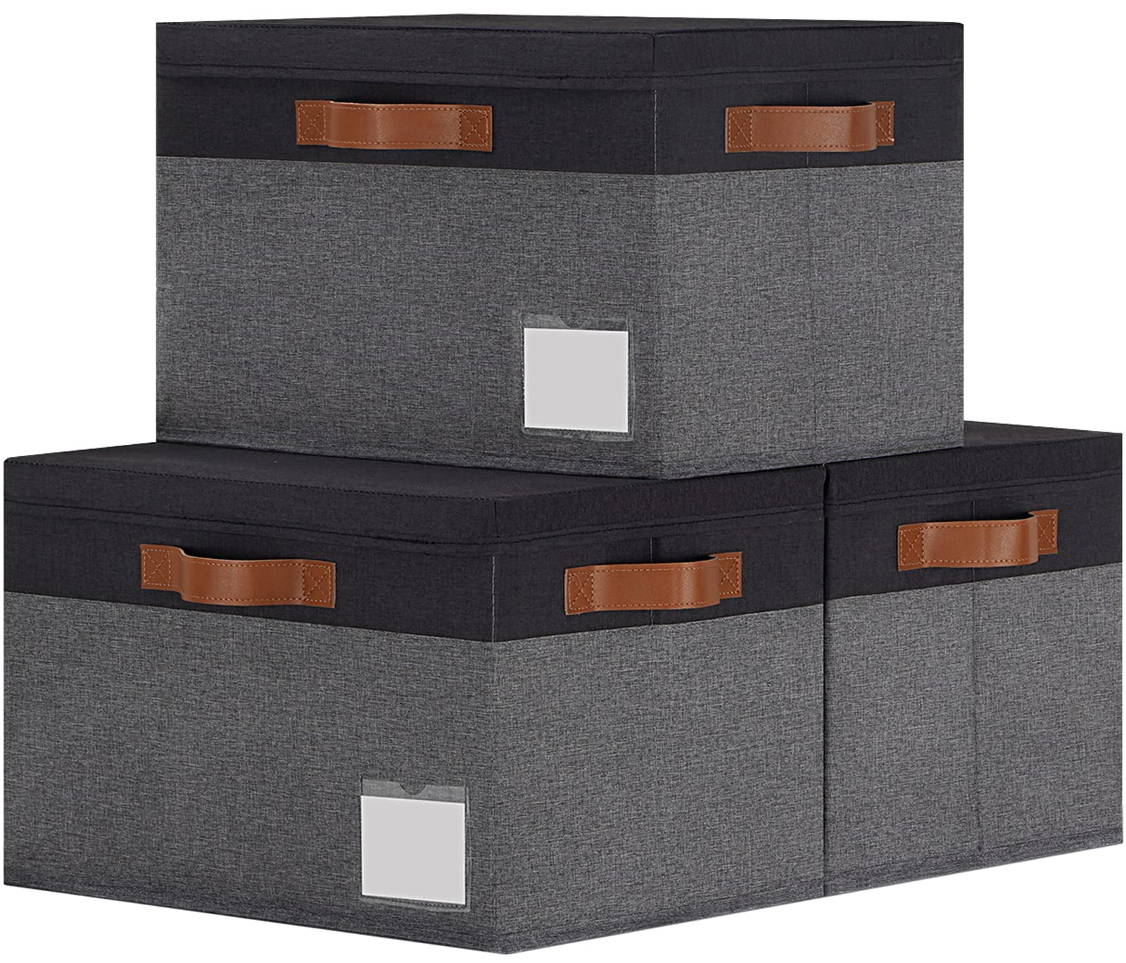 Foldable Fabric Storage Bins with Lids 3 Pack - 15