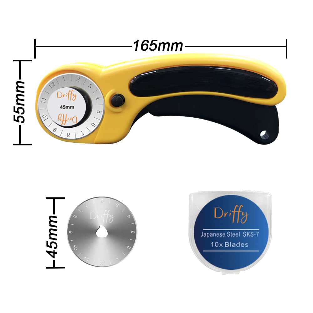 45mm Rotary Cutter Blades 10-Pack - Compatible with OLFA & Fiskars - Premium Replacement Blades for Sewing, Quilting & Fabric Cutting - Perfect for Crafting, DIY Projects & Professional Use