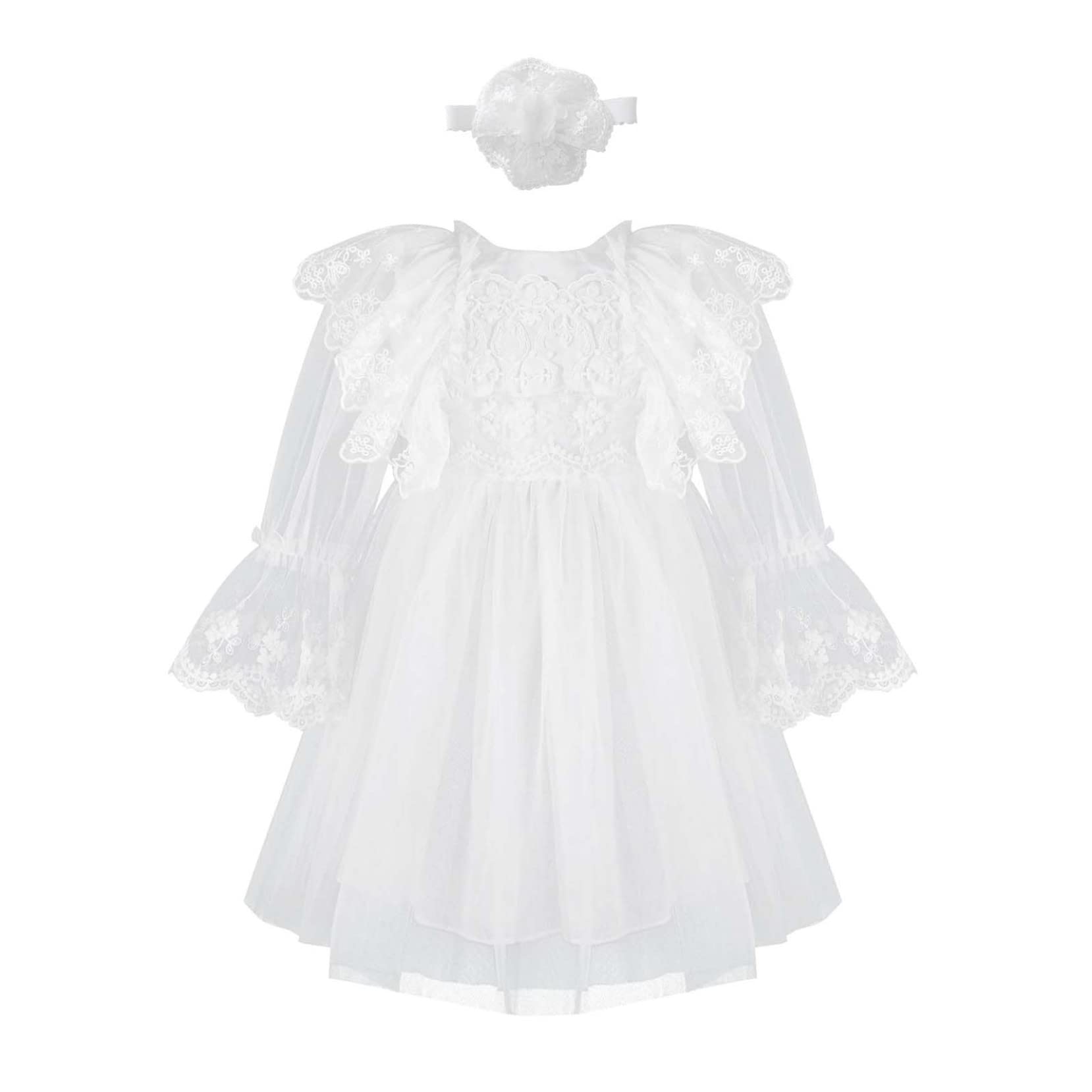 Yartina Infant Baby Girls Christening Baptism Wedding Formal Dress - Princess Lace Mesh Pageant Gowns for Special Occasions & Photo Shoots