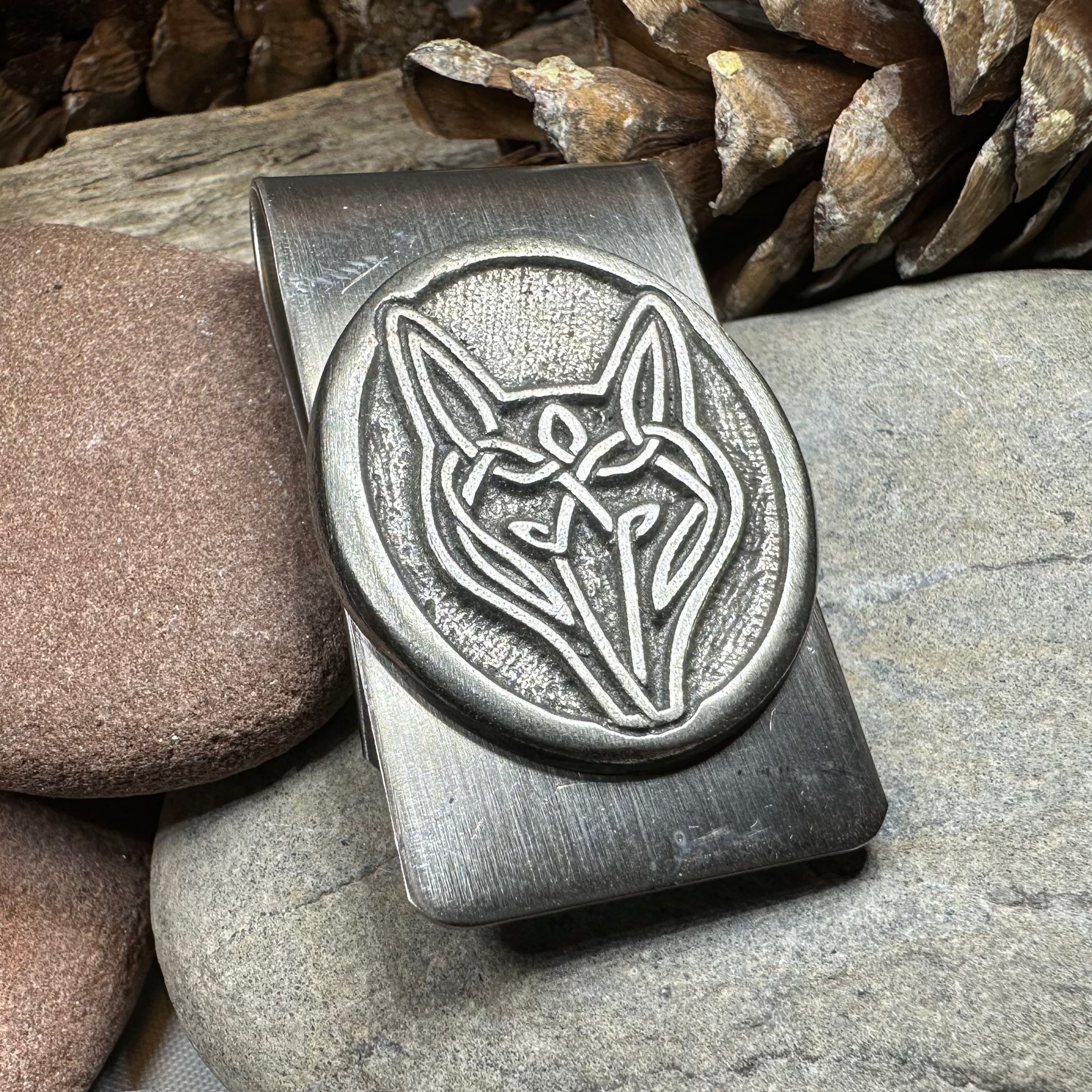 Celtic Wolf Money Clip - Stainless Steel Wallet Money Holder for Bills & Cards - Perfect for Men's Gifts, Travel & Everyday Use