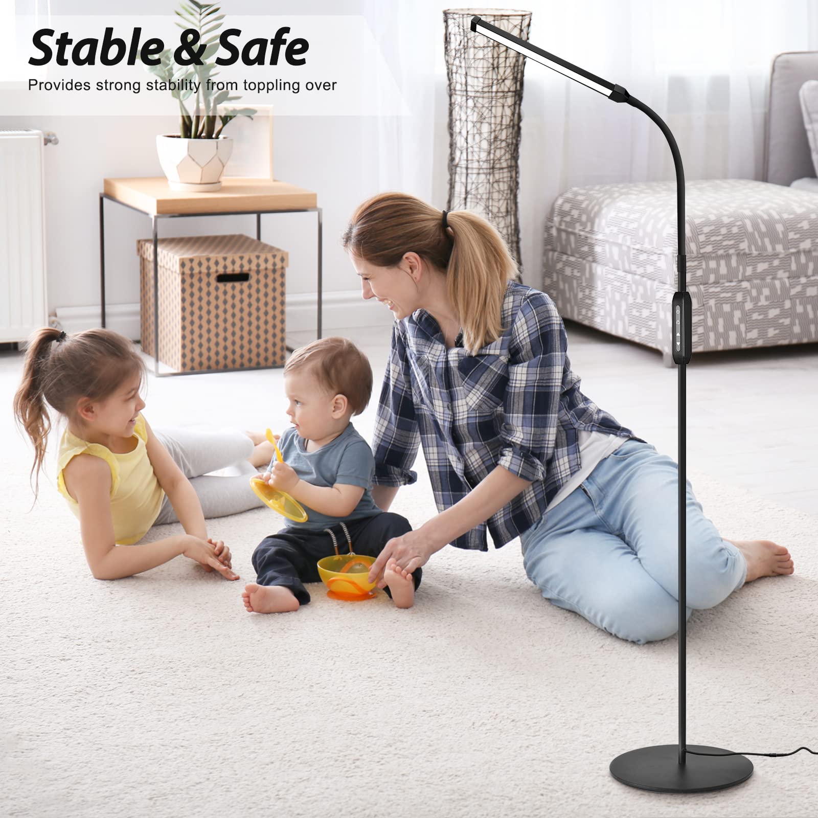 Adjustable LED Floor Lamp with Remote Control for Eyelash Extensions, Crafting & Makeup - Dimmable Gooseneck Beauty Task Light for Salon, Spa & Home Use - Perfect for Lash Technicians, Artists & Facial Treatments