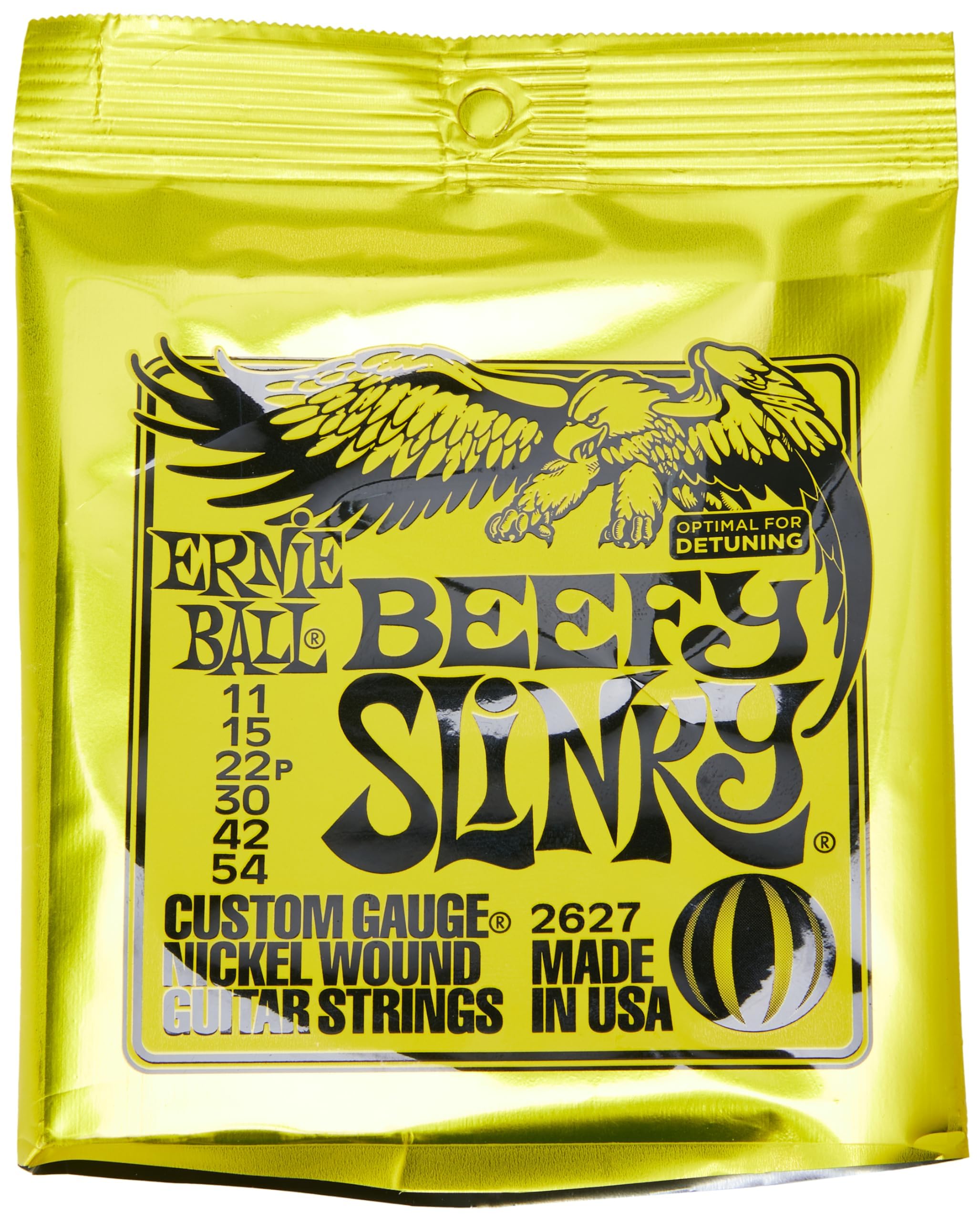 Ernie Ball Beefy Slinky Nickel Wound Electric Guitar Strings 11-54 Gauge (P02627) - Premium Nickel Plated Steel for Bright Tone & Longevity - Perfect for Rock, Metal & Blues Guitarists