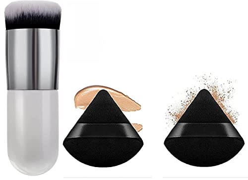 Foundation brush, 2 Pieces Triangle Powder Puffs Face Cosmetic Powder Puff Washable Reusable Soft Plush Powder Sponge Makeup Sponge