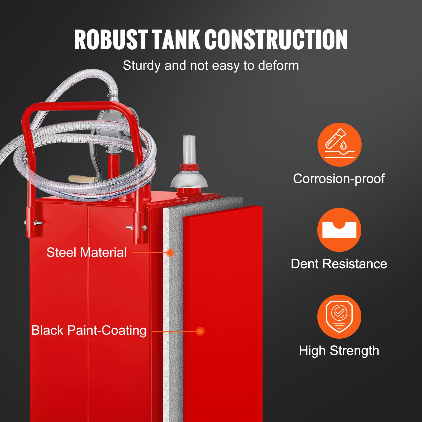 VEVOR 30 Gallon Fuel Caddy with Manual Transfer Pump | Portable Gasoline & Diesel Storage Tank on 4 Wheels | for Cars, Trucks, Lawn Mowers, ATVs, Boats & Outdoor Equipment | Ideal for Home, Farm & Worksite Fuel Storage