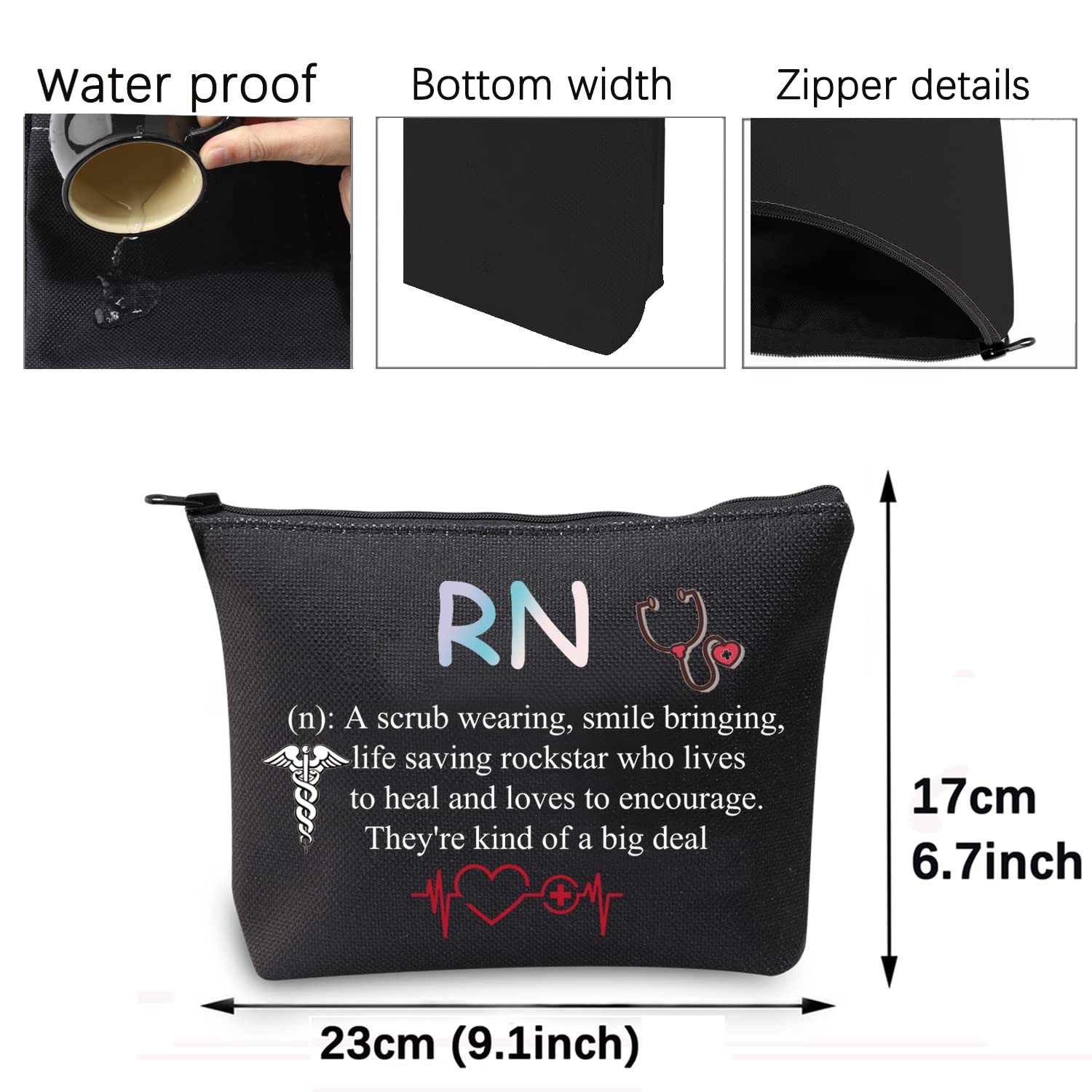 RN Nurse Gifts Makeup Bag - Premium Cosmetic Travel Pouch for Registered Nurses | Perfect Graduation, Thank You & Appreciation Gift | Ideal for Work, Travel & Daily Use