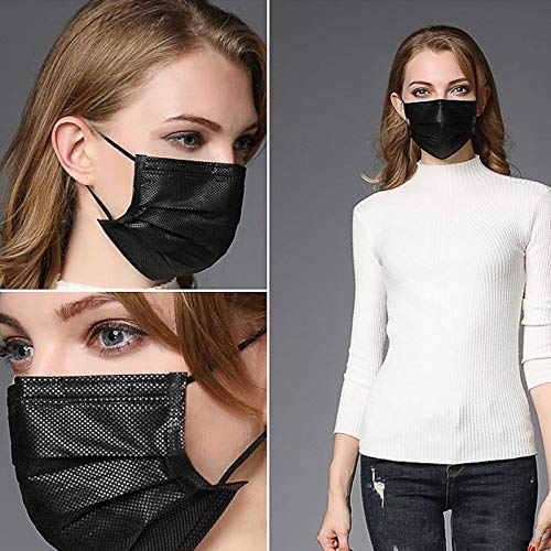 2000 Pack Black Disposable Face Masks - 3 Ply Protective Face Cover for Women & Men - Breathable for Outdoor, School & Work - Bulk Pack (2000 Count, Black) - Ideal for Daily Commute, Shopping & Public Safety