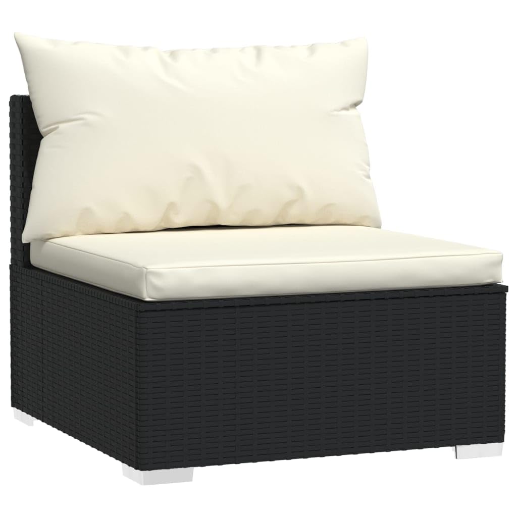 vidaXL 7-Piece Patio Lounge Set with Cushions - Black Poly Rattan Outdoor Furniture - Comfortable & Durable Garden Sofa Set - Perfect for Backyard, Poolside & Terrace Relaxation