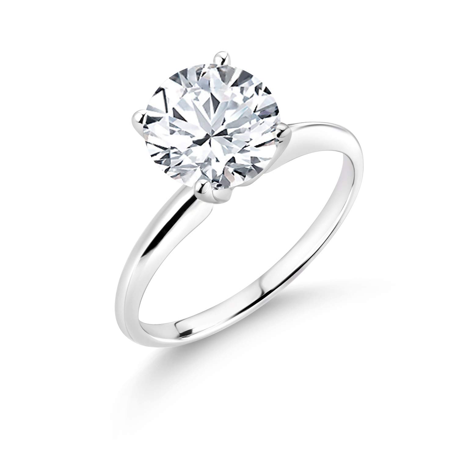 14K White Gold 2.00 Ct Round White Zirconia Solitaire Engagement Ring for Women - Elegant Wedding Band, Promise Ring & Anniversary Gift - Perfect for Proposals, Bridal Jewelry & Special Occasions