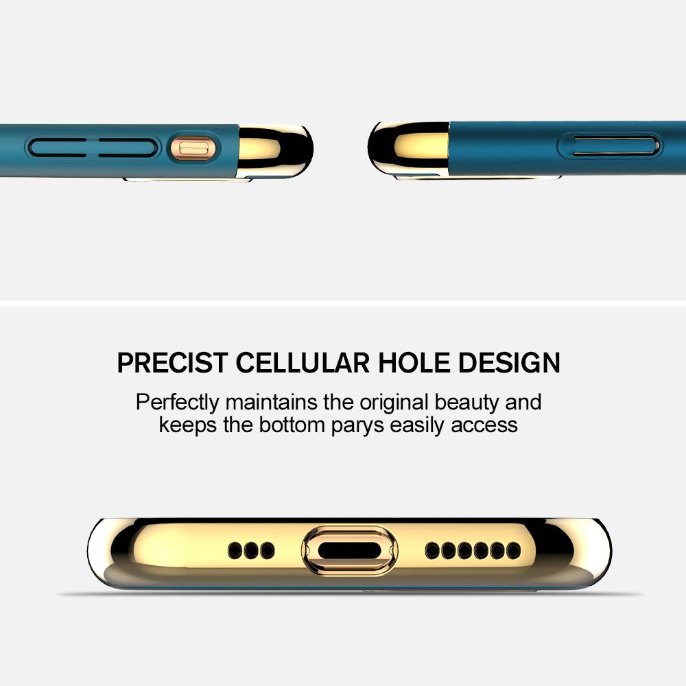 RORSOU Ultra Thin Slim Hard Case for iPhone 11 Pro Max (6.5 Inch) - 3-in-1 Matte Non-Slip Coating with Electroplate Frame | Protective Phone Cover for Everyday Use, Work & Travel (Dark Green, 2019 Model)