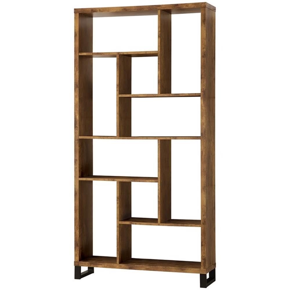 Allora Modern Bookcase - Antique Nutmeg & Black Finish, Stylish Storage for Living Room, Office, or Bedroom - Perfect for Books, Decor & Organizing Spaces