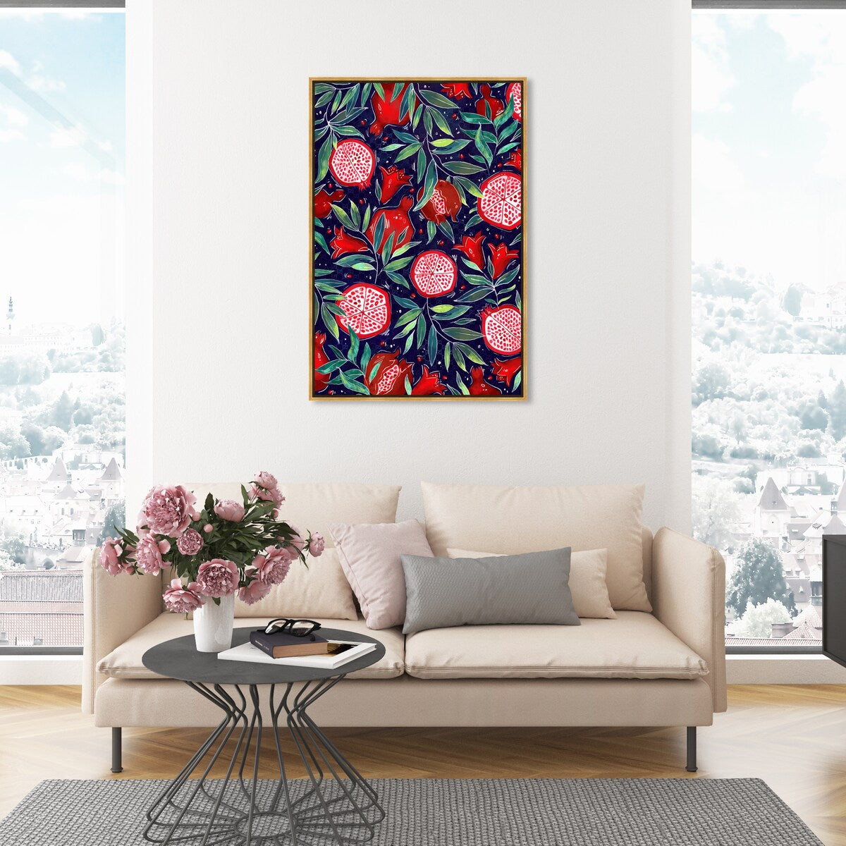 Blooming Tropical Flowers Framed Canvas Wall Art - White Lodge & Cabin Decor for Kitchen, Living Room, Bedroom | Nature-Inspired Home Decor