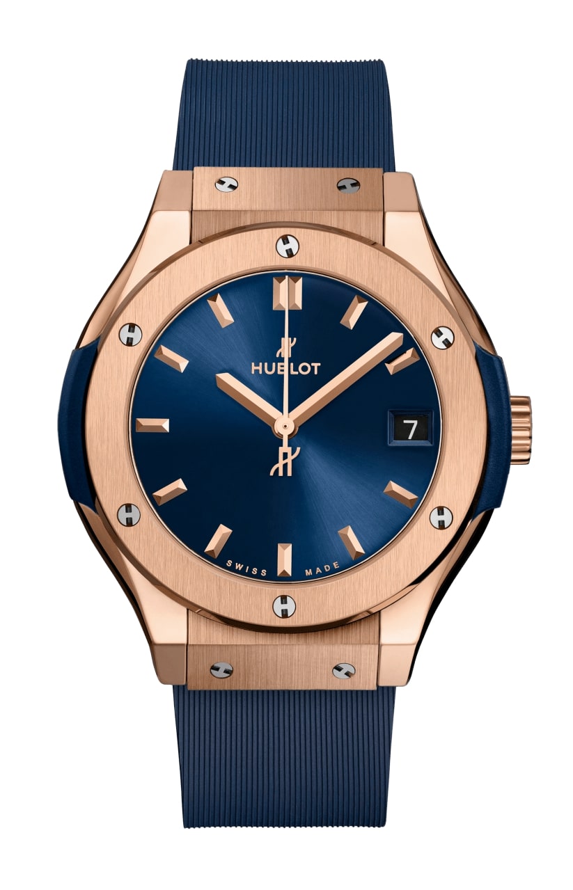 Hublot Classic Fusion Blue 18K King Gold Unisex Quartz Watch - Luxury Swiss Timepiece for Men & Women - Perfect for Business, Gifts & Special Occasions