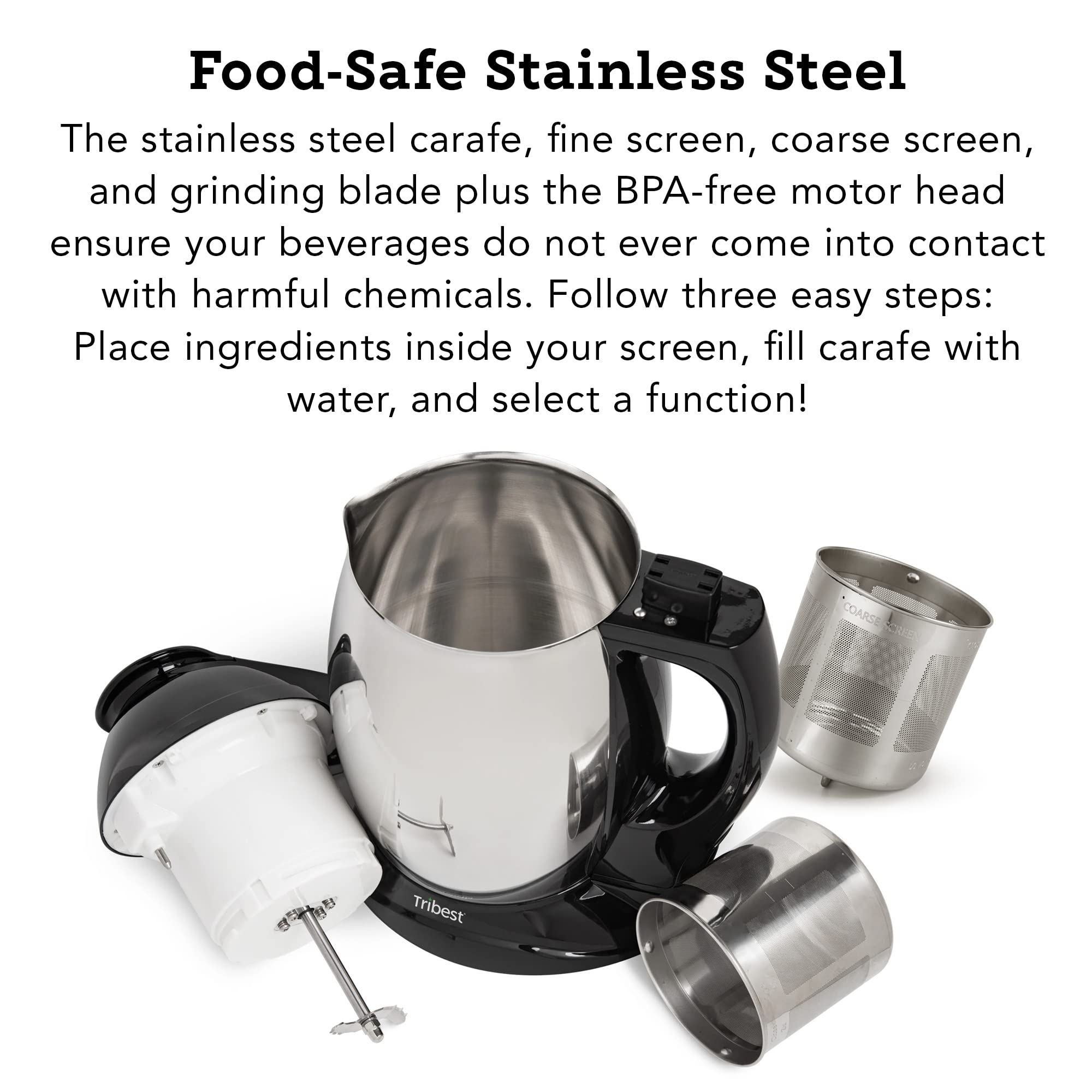 Tribest SB-130 Soyabella Automatic Soy Milk & Nut Milk Maker - Stainless Steel Large Capacity (Silver) - Perfect for Vegan, Dairy-Free & Healthy Homemade Milk Alternatives