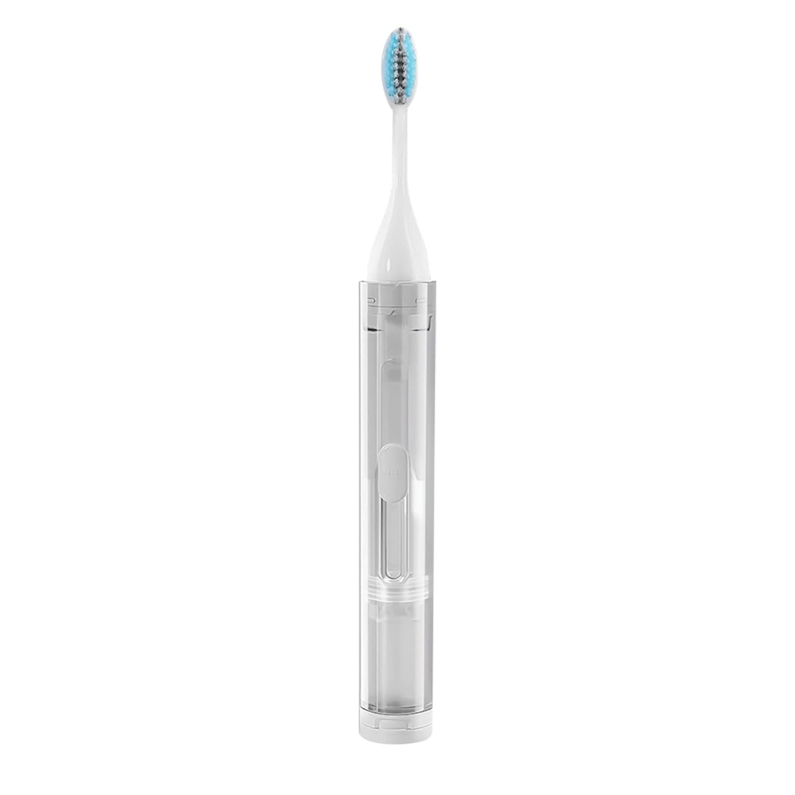 RTYEUNC Foldable Travel Toothbrush Kit with Built-in Toothpaste Container - Soft Bristles, Compact & Portable for Travel, Camping, Business Trips - Perfect for Airplane, School & On-the-Go Oral Care (White)