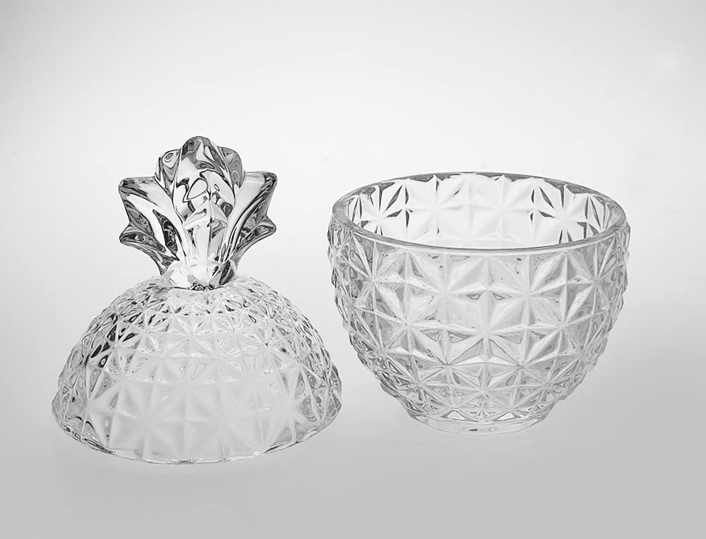 Rustic Pineapple Embossed Glass Candy Jar - 5.5x3.5in & 6x4in - Perfect for Storing Candy, Cookies, Sugar - Elegant Home Decor for Kitchen, Dining Table, Weddings & Party Events