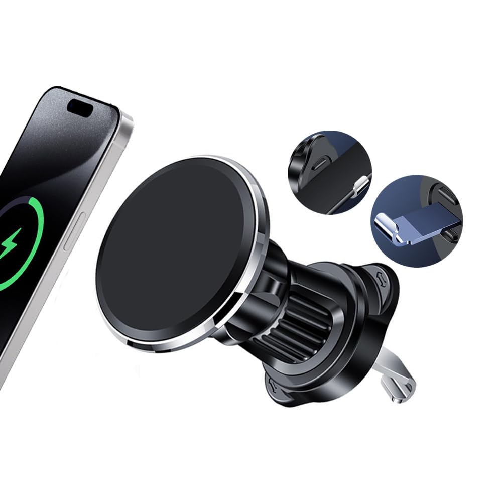 Universal Car Phone Holder Mount - Strong Suction Cup & Metal Hook Vent Mount for iPhone, Samsung, Huawei, Xiaomi & All Smartphones - Perfect for Hands-Free Driving, GPS Navigation & Road Trips