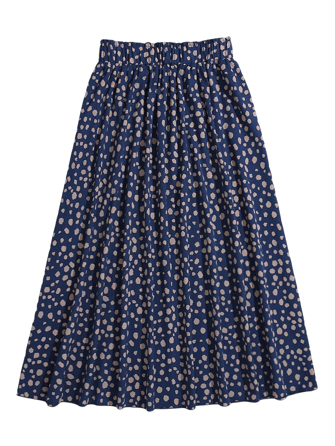 Milumia Women's Vintage Dalmatian Print A-Line High Waist Flare Midi Skirt - Retro Flowy Skirt for Casual Outfits, Date Nights & Summer Fashion