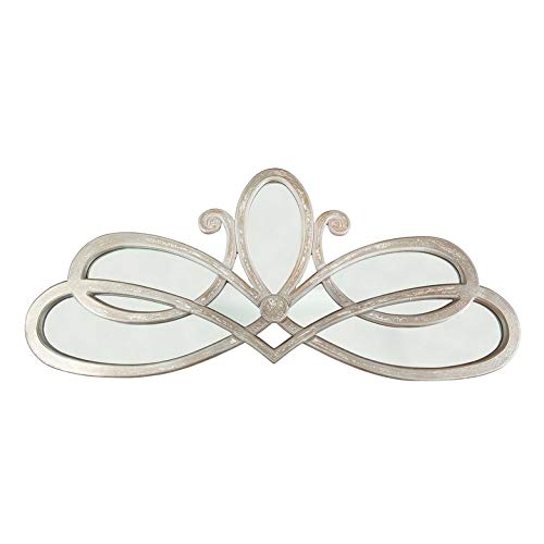 Grey Transitional Scroll Mirror - Vintage Wall Decor for Bedroom, Bathroom & Entryway - Elegant Home Accent Piece