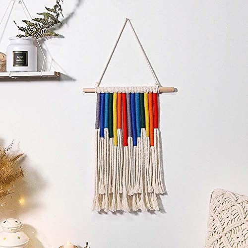 Rainbow Macrame Wall Hanging for Nursery & Home Decor - Boho Style