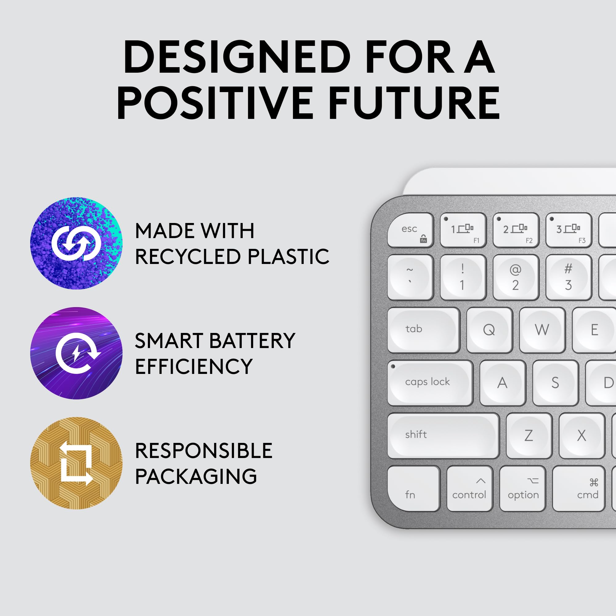 Logitech MX Keys Mini Wireless Keyboard for Mac - Compact Bluetooth Backlit Keyboard with USB-C, Tactile Typing | Compatible with MacBook Pro, MacBook Air, iMac, iPad | Pale Grey | Perfect for Home Office, Remote Work & Productivity