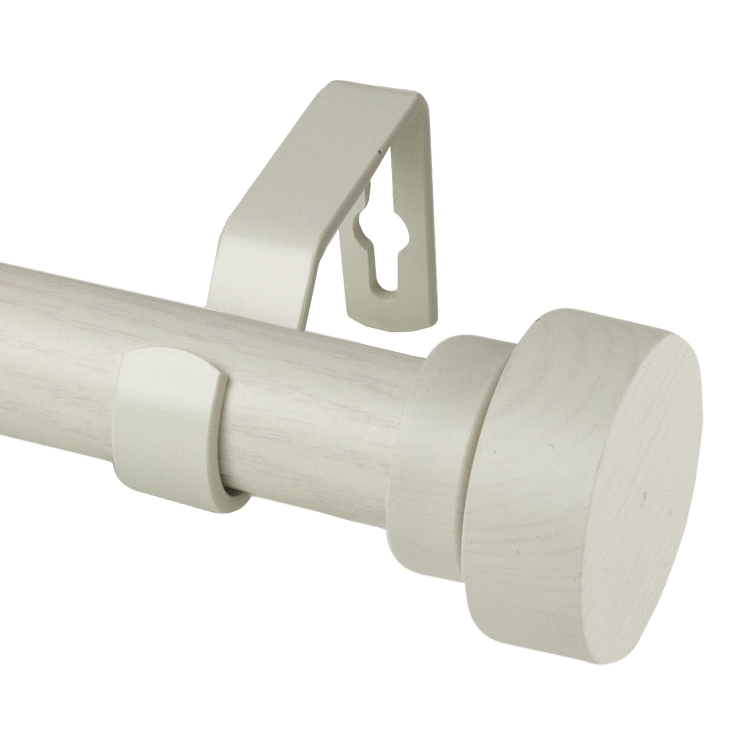 Rod Desyne 1 Inch Bonnet Faux Wood Single Curtain Rod - Adjustable 66 to 120 Inches - Pearl White Finish - Perfect for Living Room, Bedroom & Window Treatments