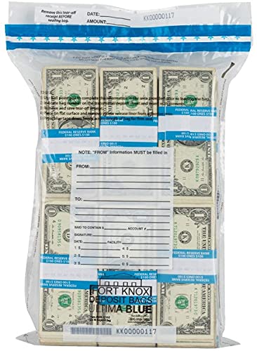 BankSupplies Ultima Blue Dual Pocket Clear Deposit Bags - 12W x 16H - Pack of 500 | Tamper Evident Security Bags for Cash Transit, Valuables Transfer & Bank Deposits | Heavy Duty Captive Flap Closure | Ideal for Retail, Banking & Business Use