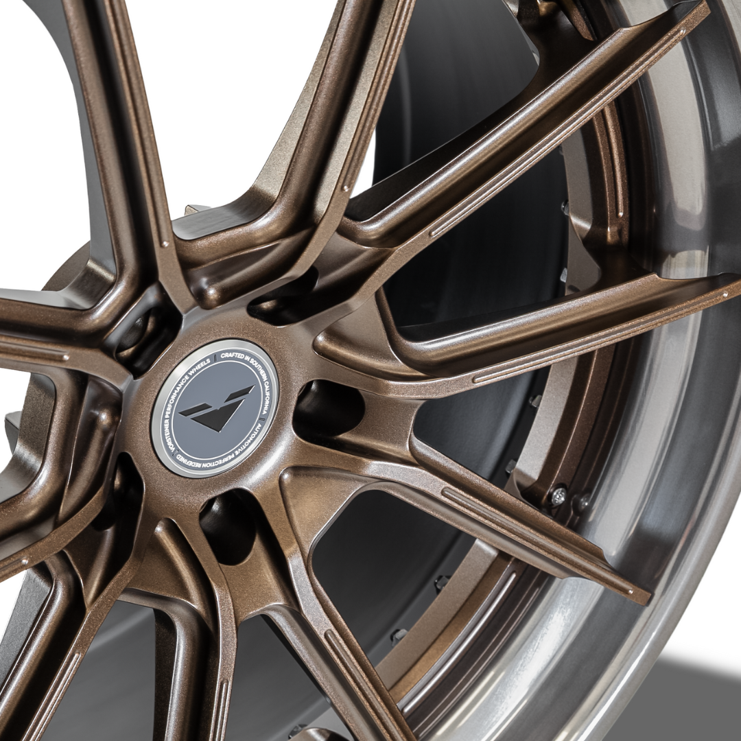 2021-2022 Tesla Model S VMP 301 Wheels - 21x10.5 & 21x11.5 Satin Bronze with Polished Smoked Gloss Lip - Premium Custom Rims for Luxury Electric Vehicles - Perfect for Street Performance & Show Car Upgrades