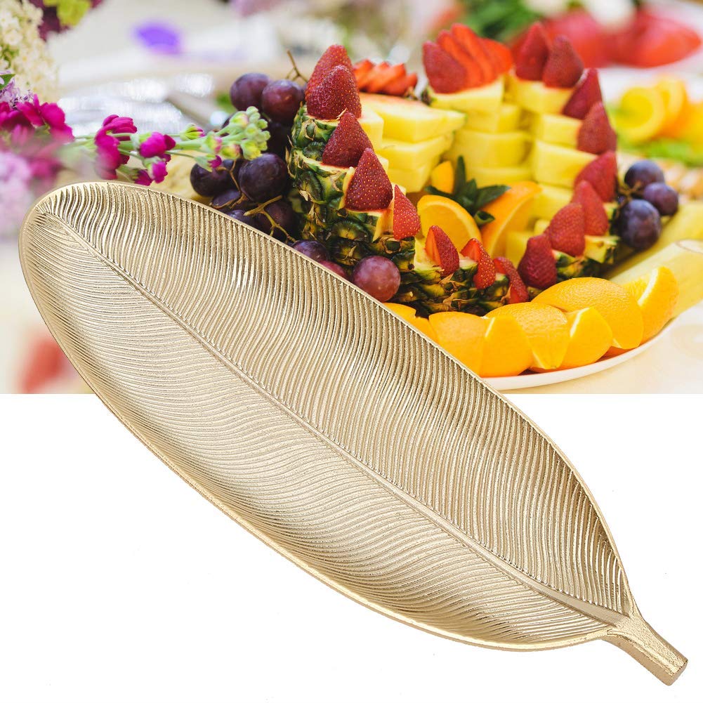 Gold Jewelry Organizer Display Tray - Leaf Shape Fruit Dessert Serving Dish for Nuts Snacks, Home Decor & Store Display | Perfect for Ring Organizer, Party Serving & Tableware Decoration