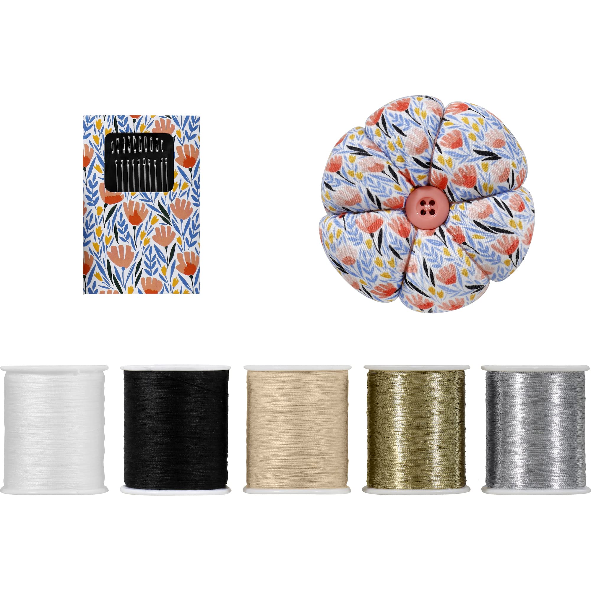 SINGER Complete Sewing Kit with 30 Pcs Sewing Supplies in Tulip Floral Storage Bag - Perfect for Emergency Repairs, Clothing Fixes, Travel & College Dorm Use - Essential Needle Threader, Buttons & Scissors for DIY Projects & Quick Home Repairs