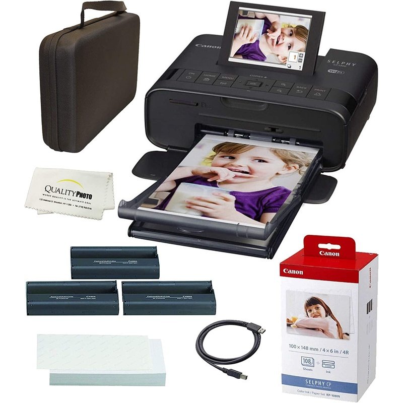 Canon SELPHY CP1300 Compact Photo Printer Bundle - Wireless, Portable, High-Quality Prints for Home & Travel (Black) | Perfect for Scrapbooking, Photo Albums & Instant Memories