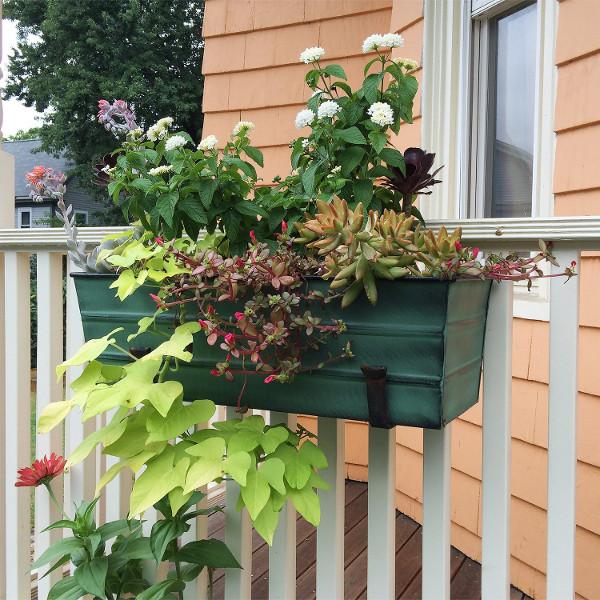 Decorative Flower Box with Wall Brackets - Hanging Planter for Indoor & Outdoor Garden Decor - Perfect for Windows, Balconies, and Patios