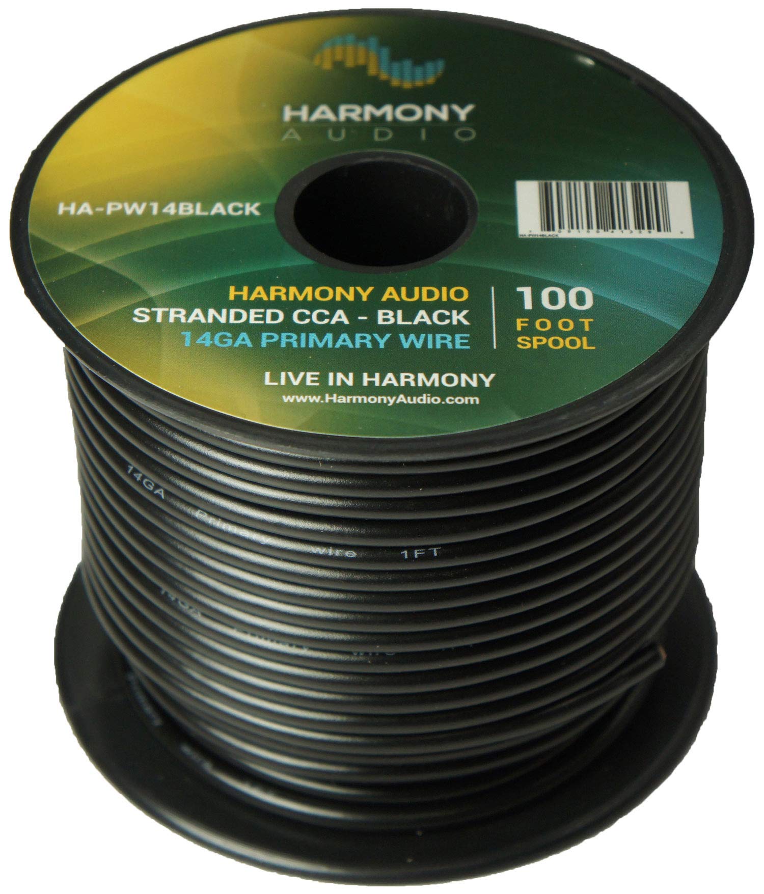 Harmony Audio 14 Gauge Primary Single Conductor Power/Ground Wire - 16 Rolls (1600 Feet) - 6 Color Mix for Car Audio, Trailer Wiring, Model Train & Remote Control Applications - Perfect for DIY Automotive Electrical Projects