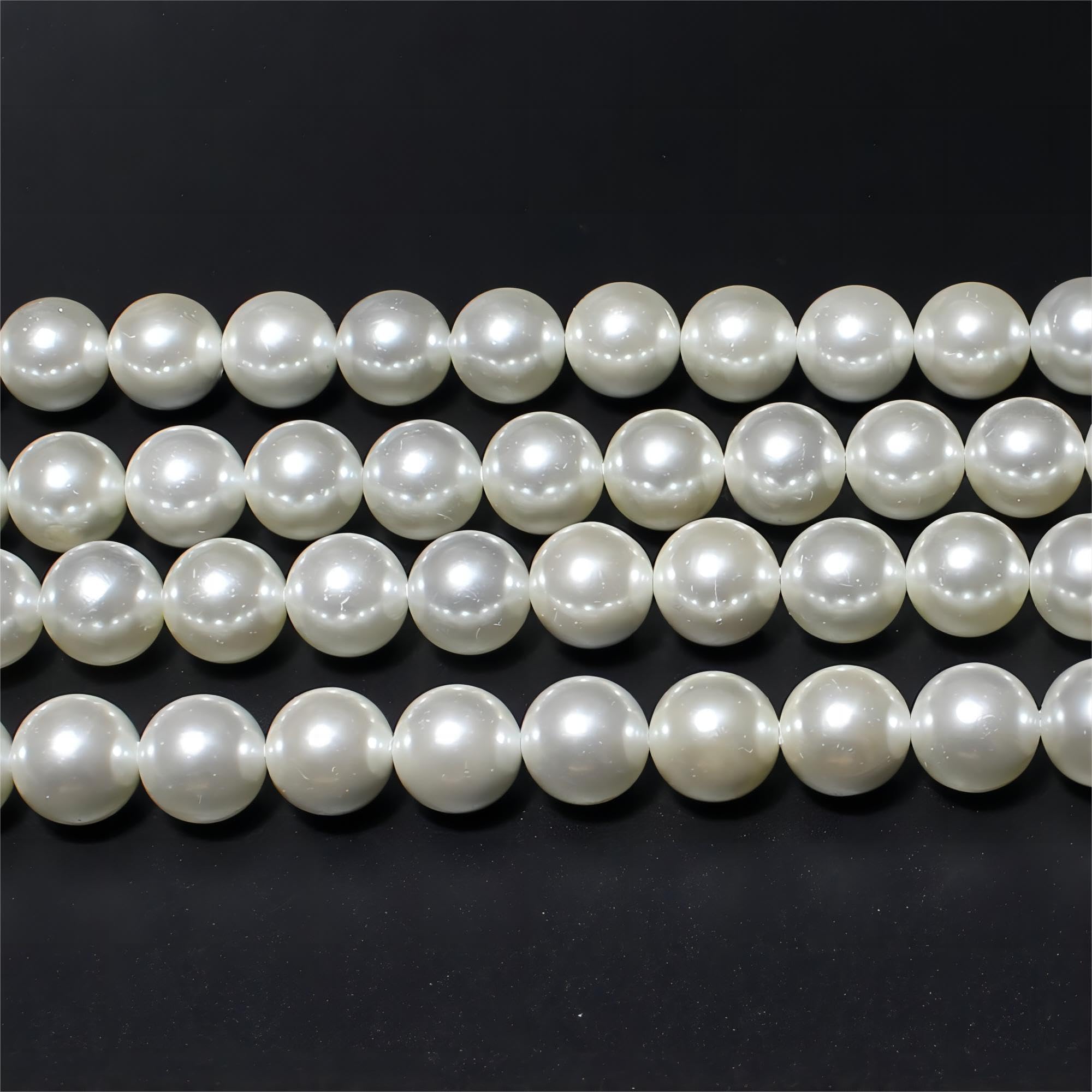 12mm Round Smooth Stone Beads - Electroplated White Natural Shell Loose Beads for Jewelry Making, DIY Bracelets & Necklaces | Perfect for Handmade Jewelry, Craft Projects & Gift Making